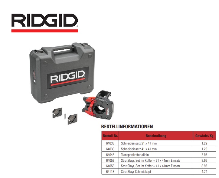 Ridgid StrutSlayr Set in koffer + 21x41 inzet