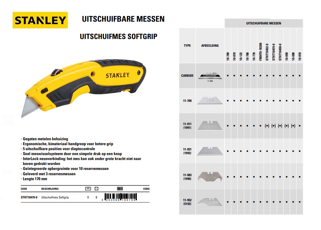 Uitschuifmes softgrip