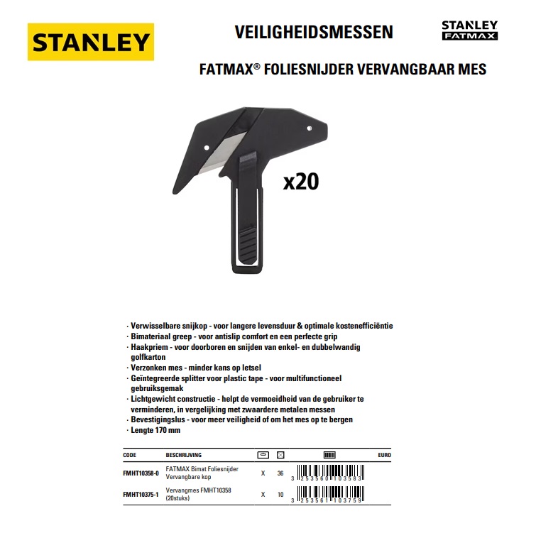FatMax Reservekop voor Foliesnijder FMHT10358 (20 stuks)