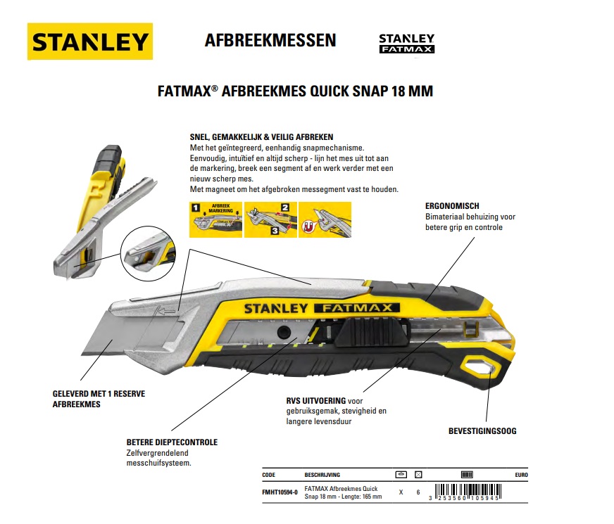 FatMax Afbreekmes Quick Snap 18mm