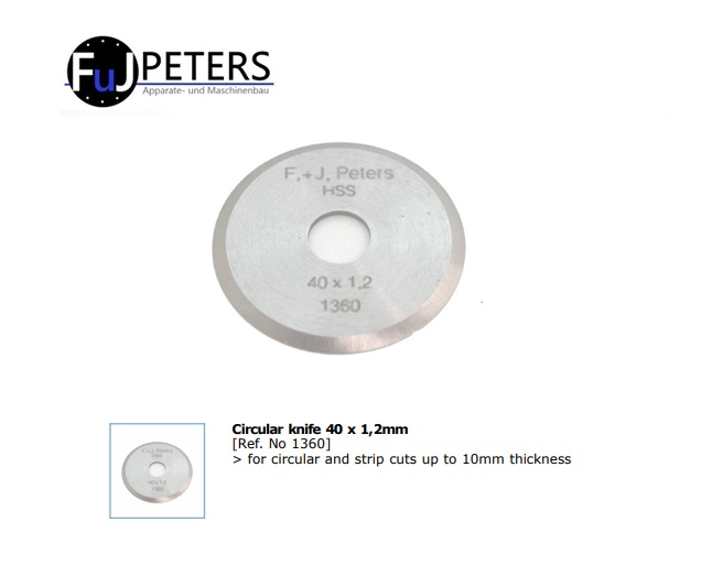 Cirkelmessen 40 x 1,2 voor cirkel- en strooksneden tot 10 mm dikte