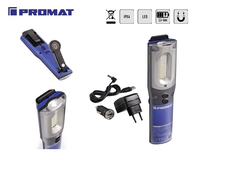 LED-accuhandlamp 3,7 V 2600 mAh Li-Ion 7+3 W 60-650 LM | DKMTools - DKM Tools