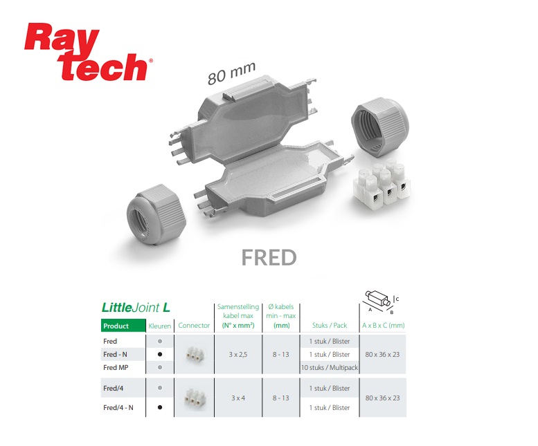 FRED 3x2,5mm2 verbindingsmof IP68 (8-13mm)