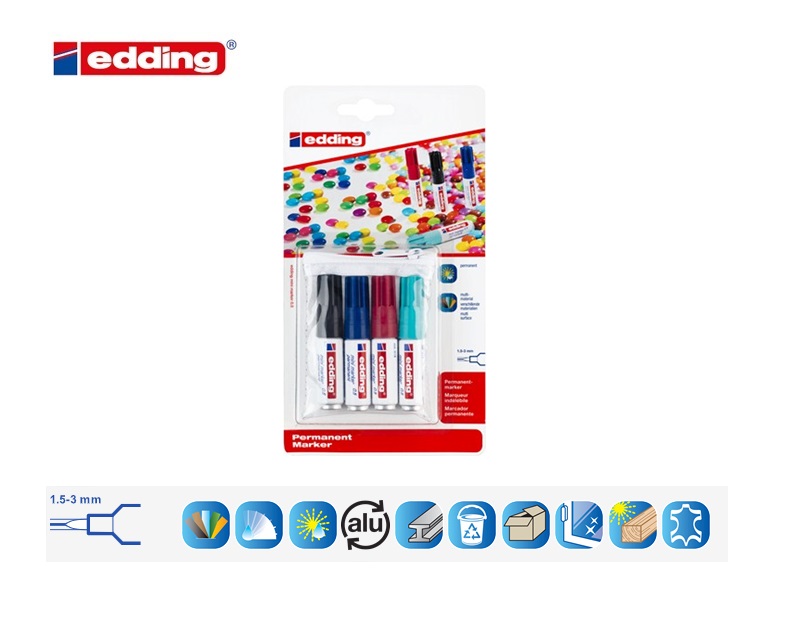 Edding 0,5 mini permanent marker blister van 4 assorti