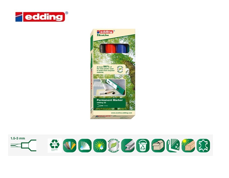 Edding 21 EcoLine permanent marker set van 4 assorti