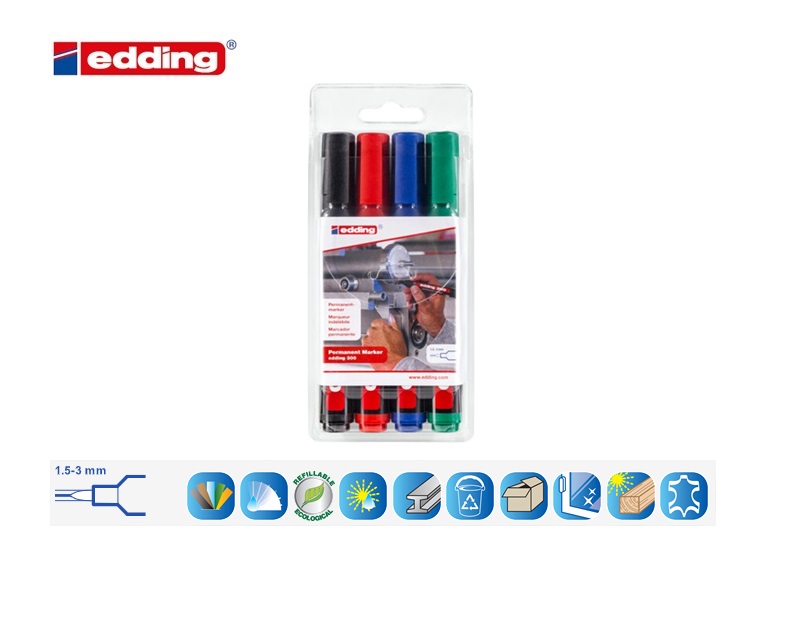 Edding 300 permanent marker set van 4 assorti