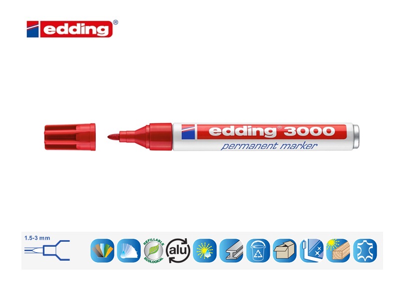 Edding 3000 permanent marker rood