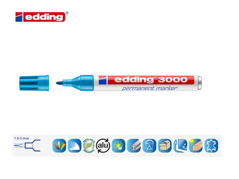 Edding 3000 permanent marker lichtblauw