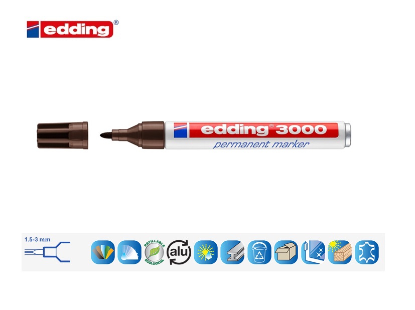 Edding 3000 permanent marker donkerbruin