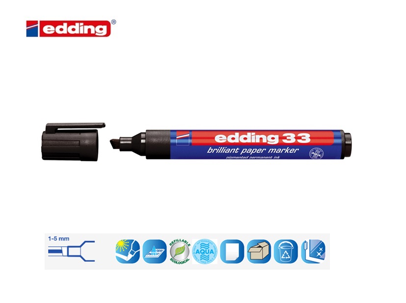 Edding 33 brilliant paper marker zwart