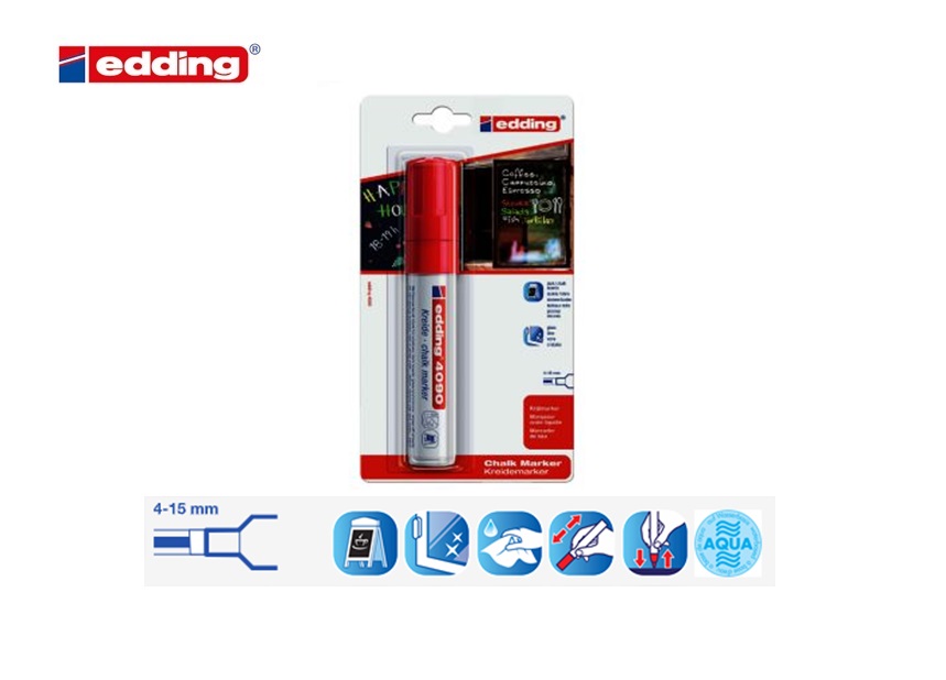 Edding 4090 krijtmarker blister van 1 rood