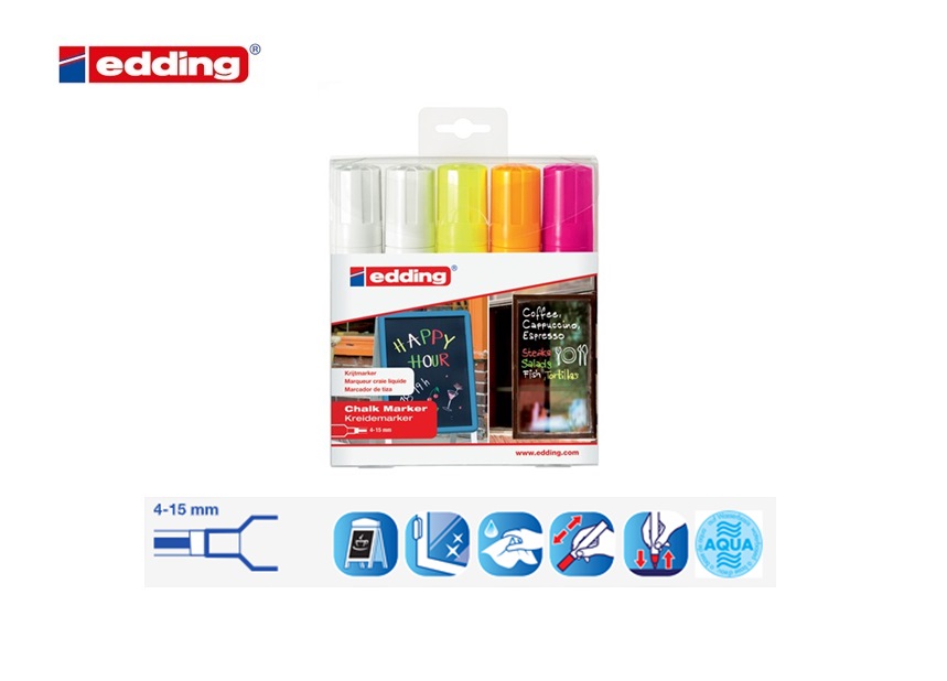 Edding 4090 krijtmarker set van 5 assorti