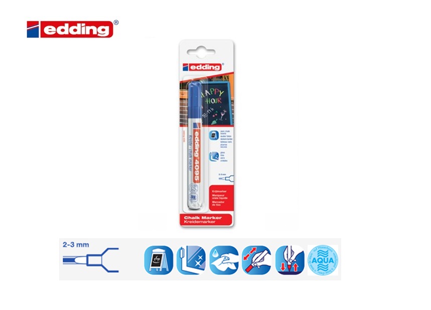 Edding 4095 krijtmarker blister van 1 blauw