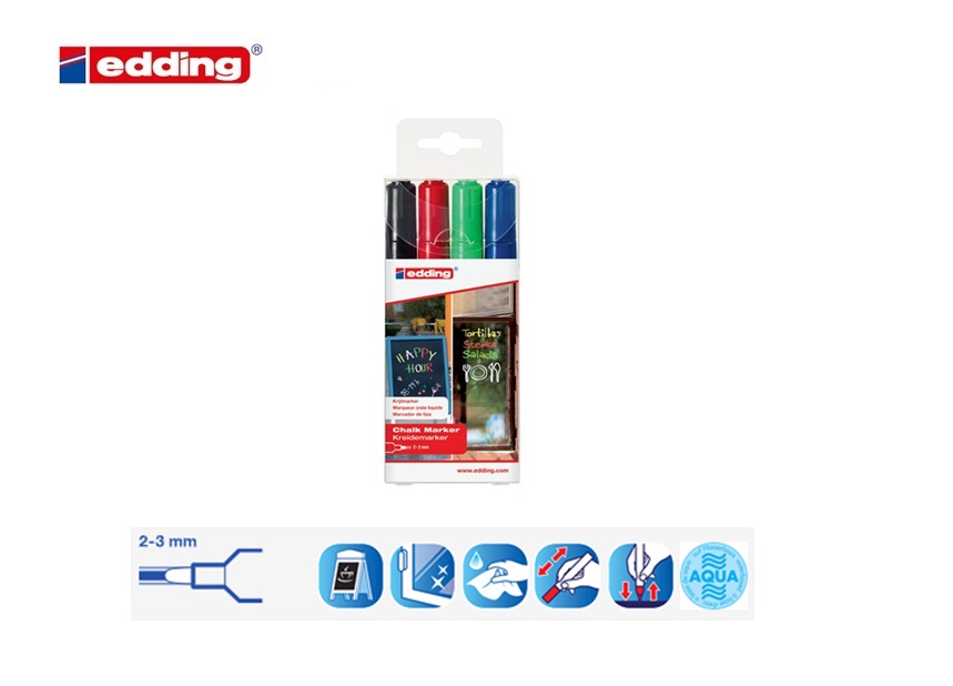 Edding 4095 krijtmarker set van 4 assorti