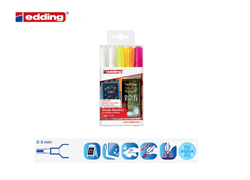 Edding 4095 krijtmarker set van 5 assorti