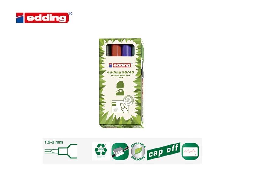 Edding 28 EcoLine whiteboard marker blister van 4 assorti