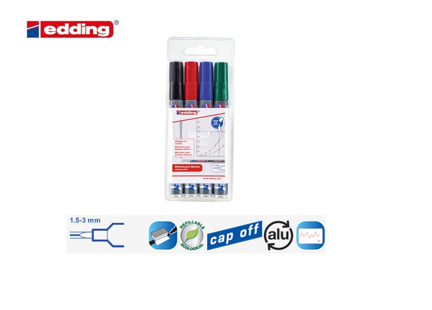 Edding 250 whiteboard marker set van 4 assorti