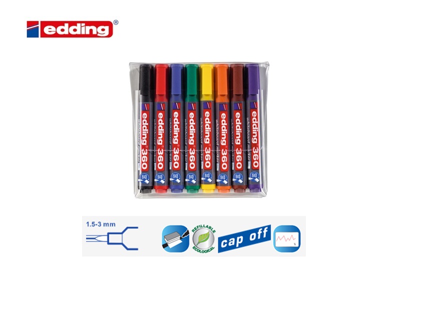 Edding 360 whiteboard marker set van 8 assorti