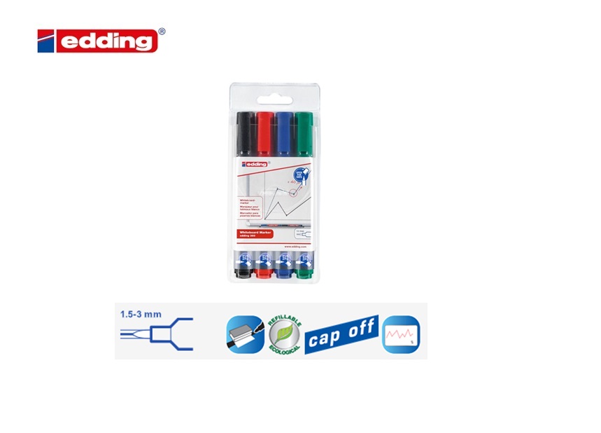 Edding 360 whiteboard marker set van 4 assorti