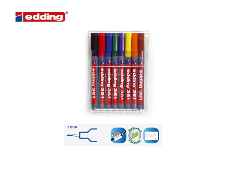 Edding 361 whiteboard marker set van 8 assorti