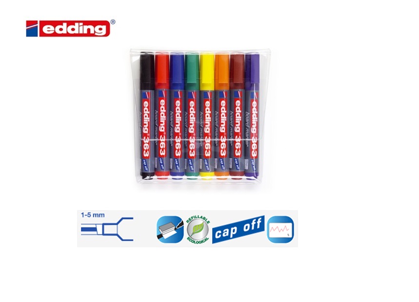 Edding 363 whiteboard marker set van 8 assorti