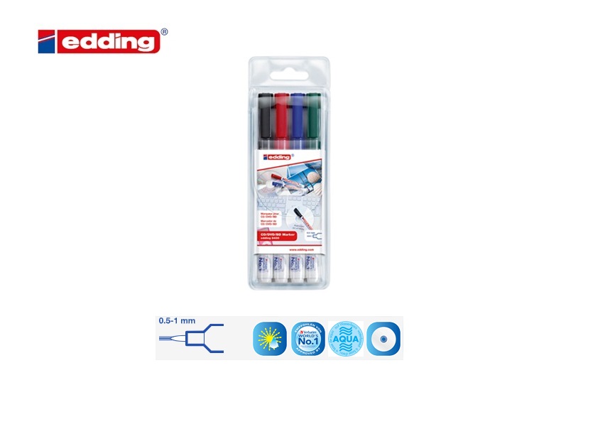 Edding 8400 CD-DVD-BD marker set van 4 assorti