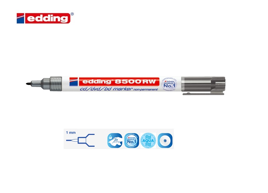 Edding 8500 RW CD-DVD-BD nonpermanent marker blister van 1 zwart | DKMTools - DKM Tools