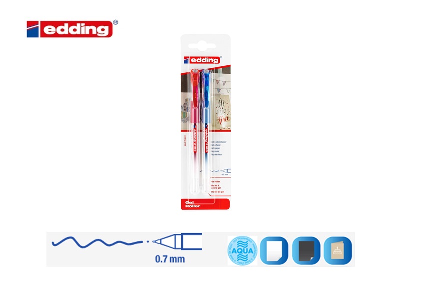 Edding 2185 gelroller blister van 2 assorti