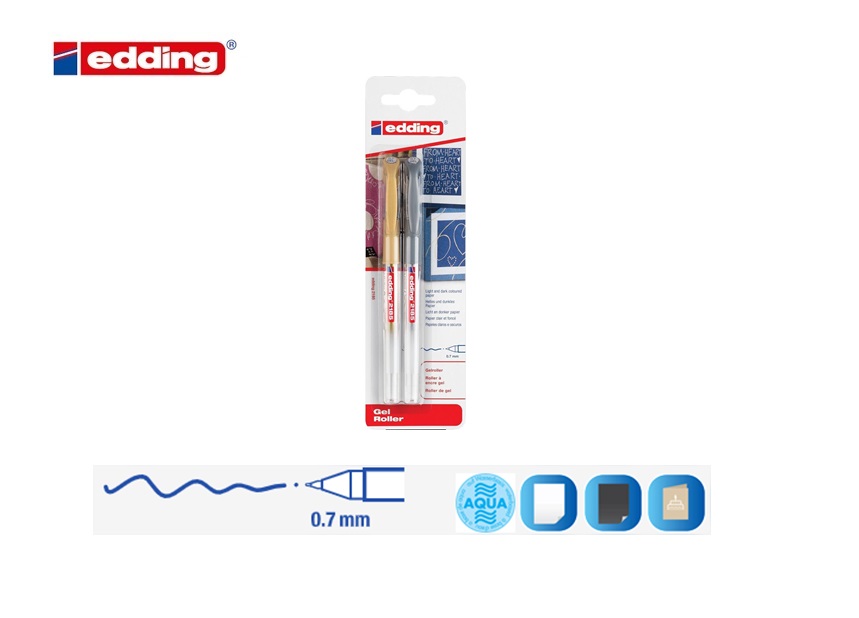 Edding 2185 gelroller blister van 2 assorti