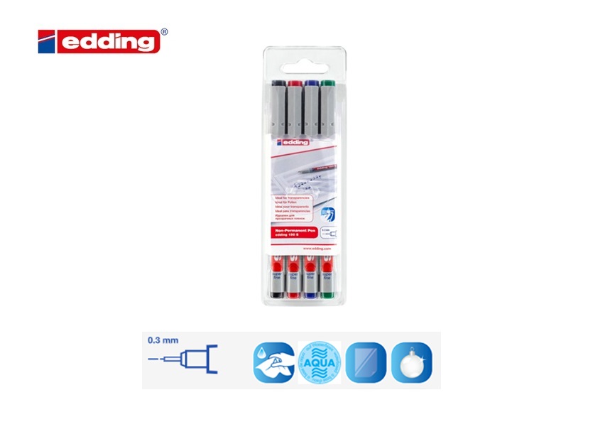 Edding 150 S non-permanent pen set van 4 assorti