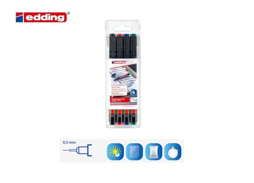 Edding 140 S permanent pen set van 4 assorti