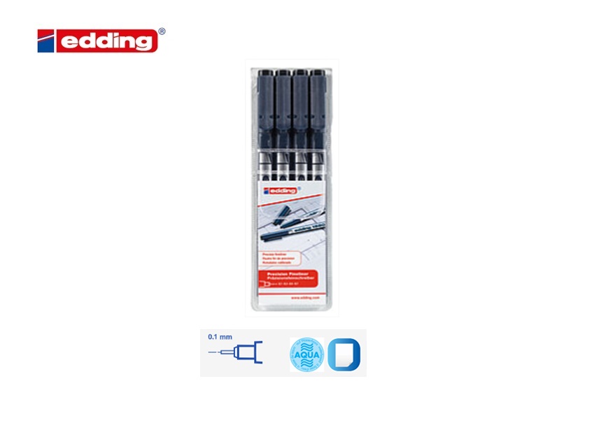 Edding 1880 precisie fineliner set van 4 zwart