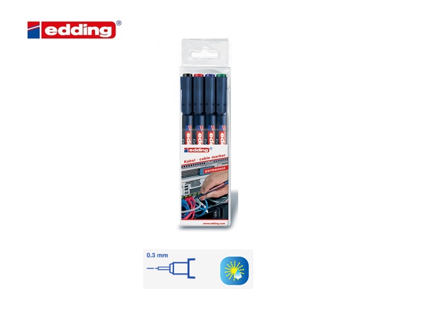 Edding 8407 kabelmarker set van 4 assorti