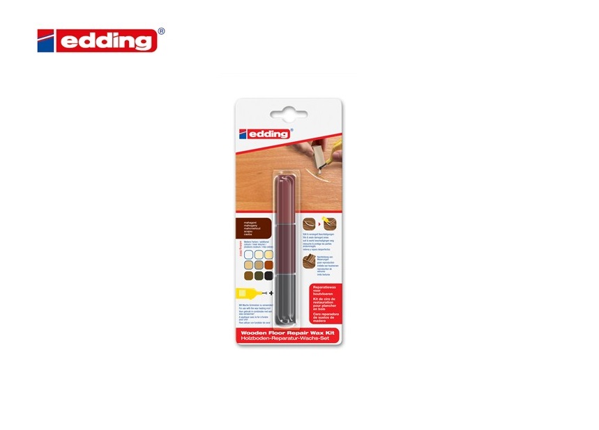 Edding 8902 reparatieset voor houten vloeren blister van 3 mahoniehout