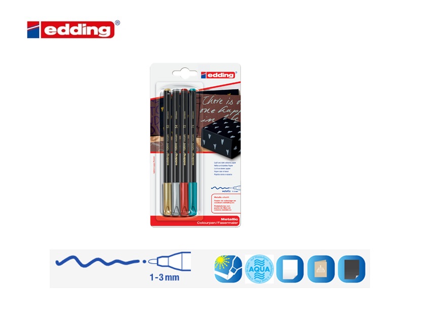 Edding 1200 metallic viltstift blister van 4 assorti