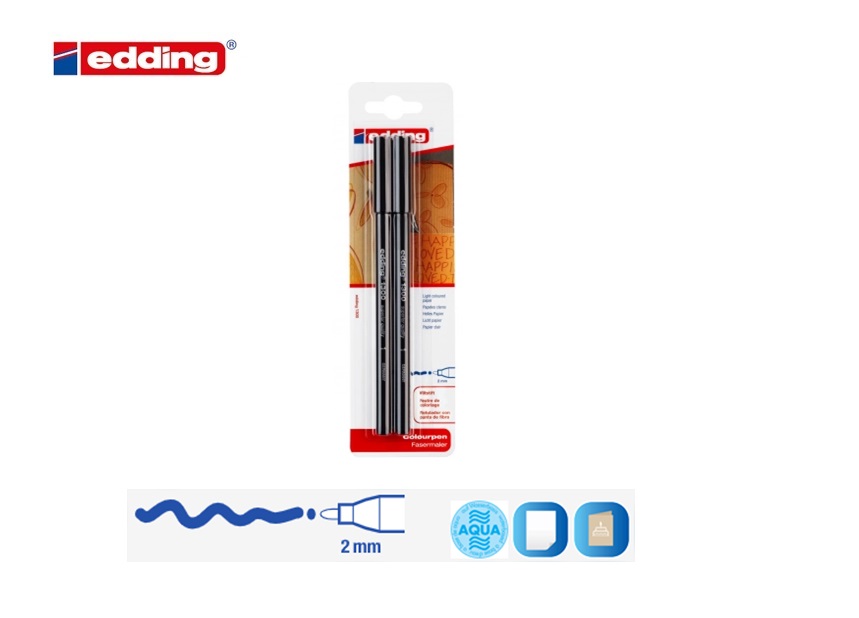 Edding 1300 viltstift medium blister van 2 zwart