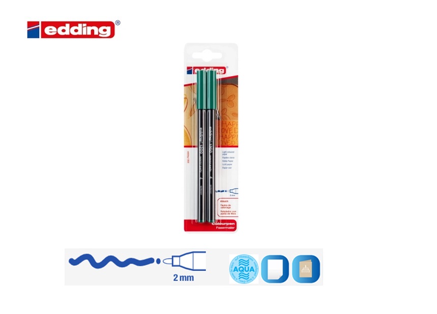 Edding 1300 viltstift medium blister van 2 groen