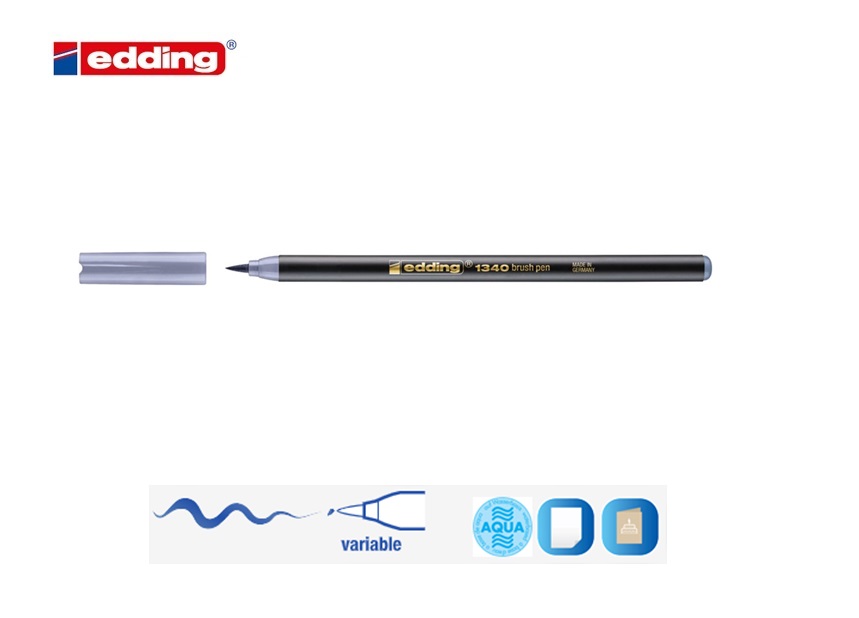 Edding 1340 brush pen zilvergrijs