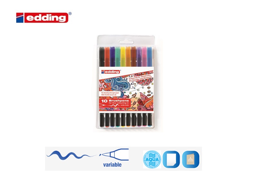 Edding 1340 brush pen starterkit van 10 assorti