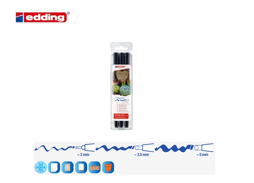 Edding 1255 kalligrafiestift set van 3 zwart