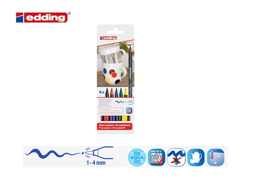 Edding 4200 porseleinstift set van 6 assorti