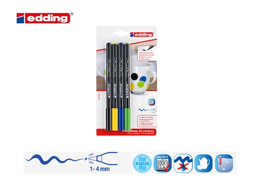 Edding 4200 porseleinstift blister van 4 assorti