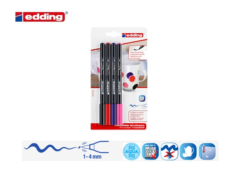 Edding 4200 porseleinstift blister van 4 assorti