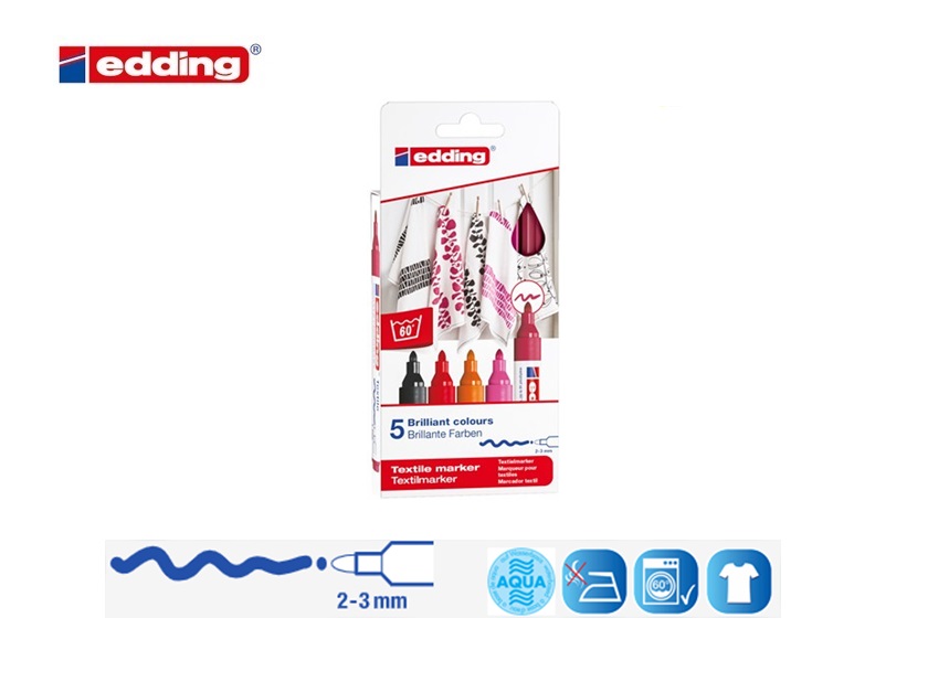 Edding 4500 textielmarker set van 5 warm