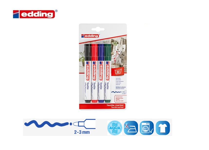 Edding 4500 textielmarker blister van 4 assorti