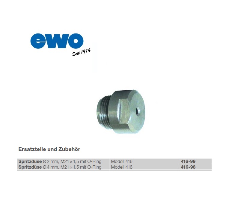 Sproeikop Ø 2 mm, M21 × 1,5 met O-ring geschikt voor model 416