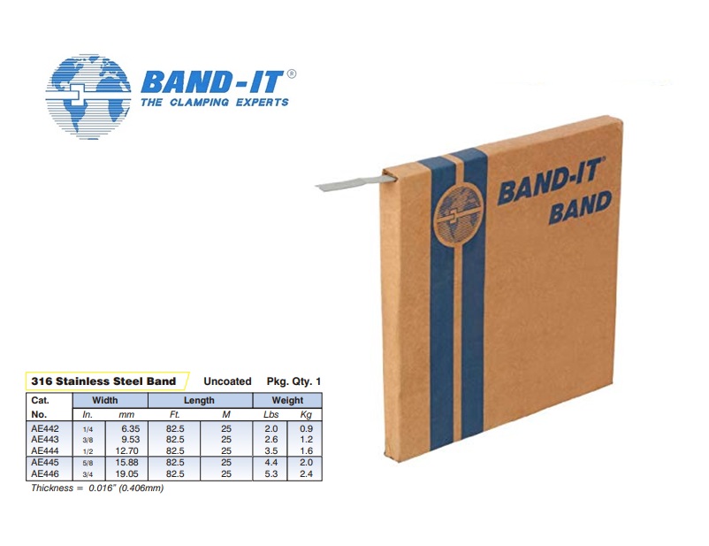 Band-IT 316 Roestvrijstalen band ongecoat 1/4