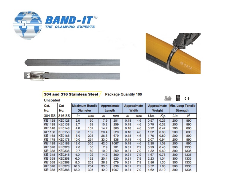 Ball-Lok bundelband RVS 304 4,6mm ongecoat 201mm