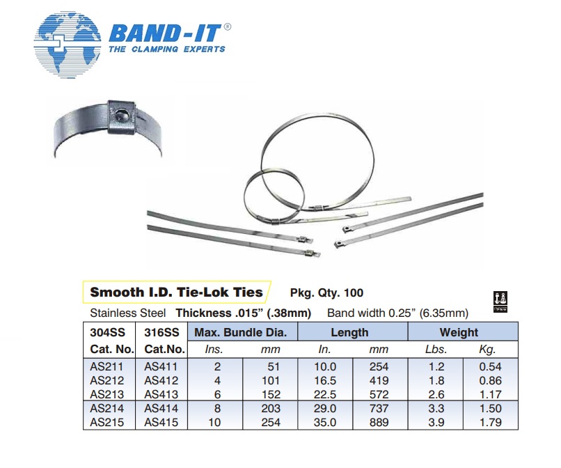 Bundelband RVS 304 6,35mm 254mm 100st.