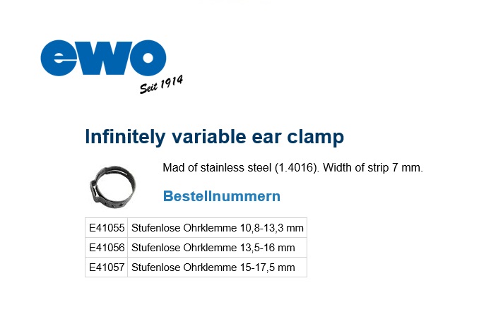 Traploze oorklemmen Niro-Staal 1.4016 range: 10.8–13.3 mm